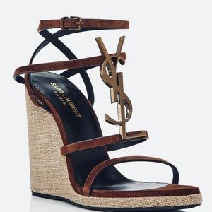 Saint Laurent Cassandra Wedge Sandal - size 9.5 never worn w/original box, bag